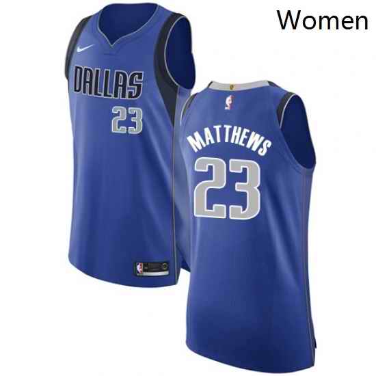 Womens Nike Dallas Mavericks 23 Wesley Matthews Authentic Royal Blue Road NBA Jersey Icon Edition